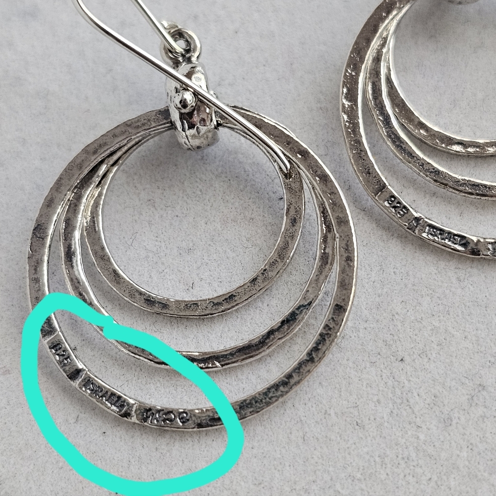 Didae Sterling 925 Silver Triple Circle Dangle Earrings - Picture 9 of 11